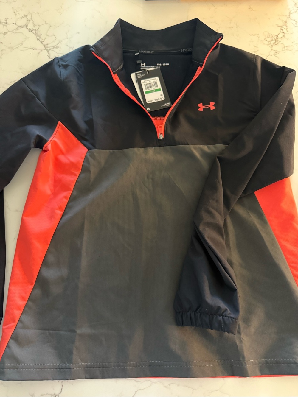 Under Armour youth Black, Gray & Red Quarter Zip Pullover